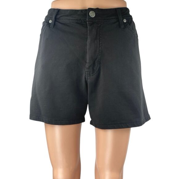 Swet Tailor Women's Black High Waisted Casual Wide Leg Denim Jeans Shorts Sz 32 - Picture 1 of 6